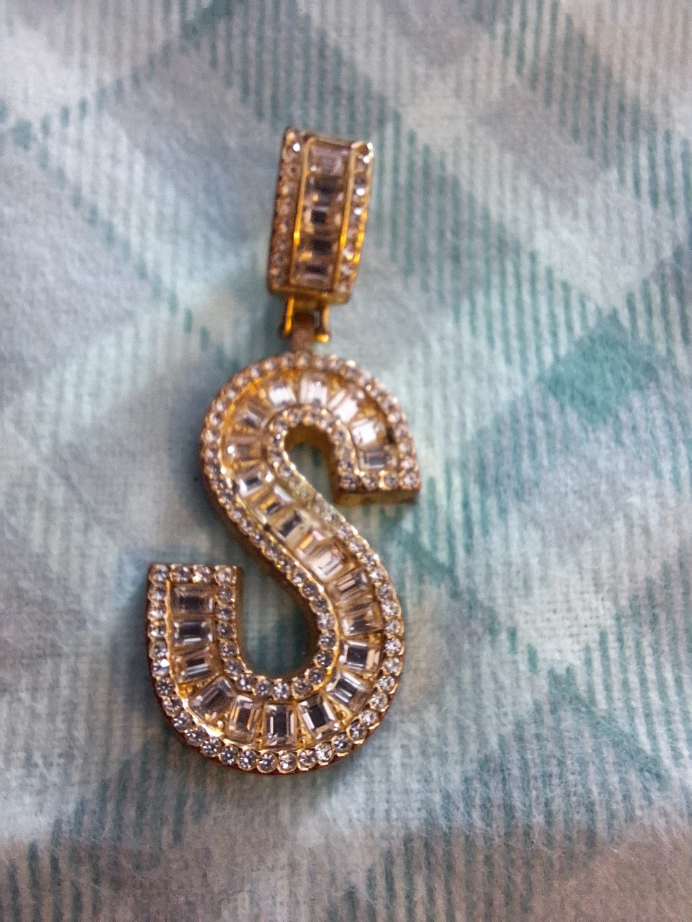 Crystal S Pendant in Gold